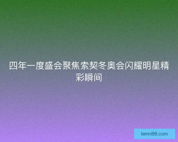 四年一度盛会聚焦索契冬奥会闪耀明星精彩瞬间 四年一度盛会聚焦索契冬奥会闪耀明星精彩瞬间